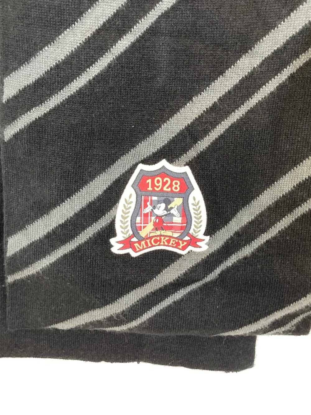 Disney Parks Scarf Mickey Mouse Black Gray Stripe Adult Unisex